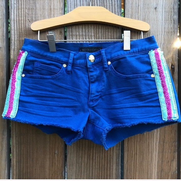 Juicy Couture Pants - Juicy Couture Zuma blue sequin mini shorts 25 S